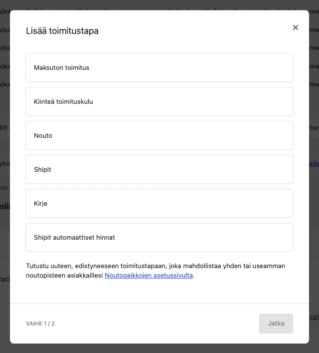 Automaattisen tai manuaalisen Shipit-toimitustavan valitseminen WooCommercessa